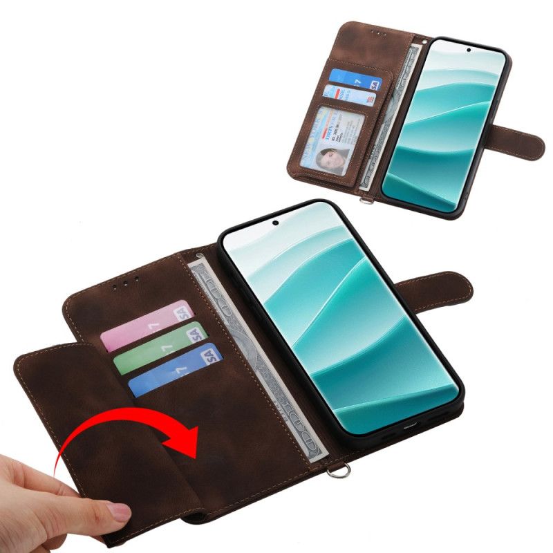 Kožený Kryt Xiaomi Redmi Note 14 Pro 5g Krajkový Vzor S Popruhem A Ramenním Popruhem