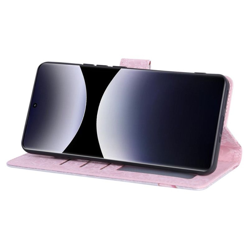 Kožený Kryt Xiaomi Redmi Note 14 Pro 5g Květinový Vzor S Rfid Blokováním