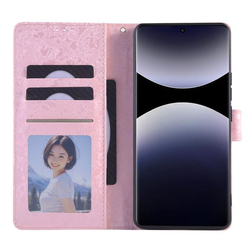 Kožený Kryt Xiaomi Redmi Note 14 Pro 5g Květinový Vzor S Rfid Blokováním