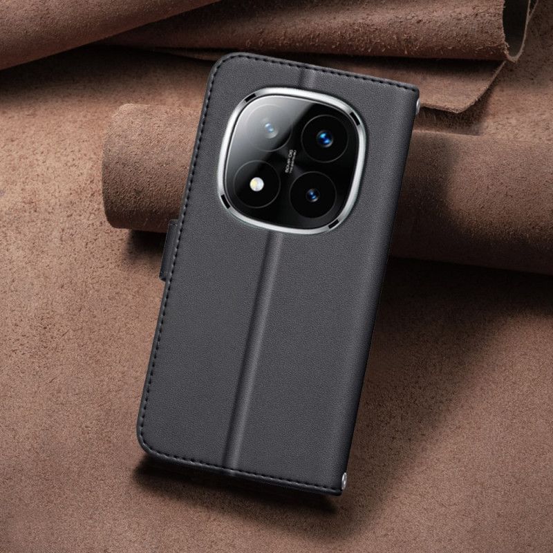 Kožený Kryt Xiaomi Redmi Note 14 Pro 5g Prémiový Prošívaný Řemínek