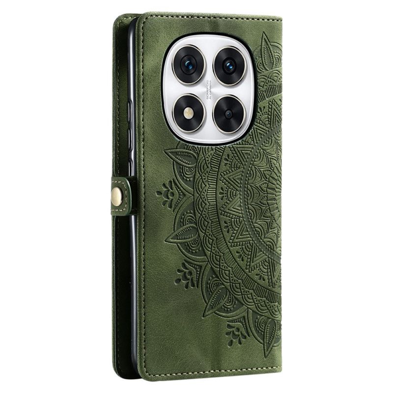 Kožený Kryt Xiaomi Redmi Note 14 Pro 5g Semišový Efekt Mandaly