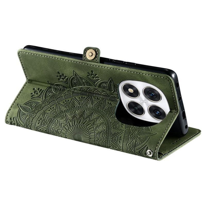 Kožený Kryt Xiaomi Redmi Note 14 Pro 5g Semišový Efekt Mandaly