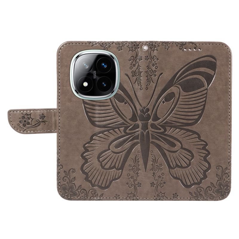 Kožený Kryt Xiaomi Redmi Note 14 Pro Plus 5g Grafický Motýl
