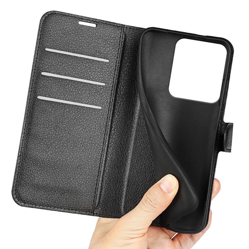 Kožený Kryt Xiaomi Redmi Note 14s Klasická Umělá Kůže S Liči