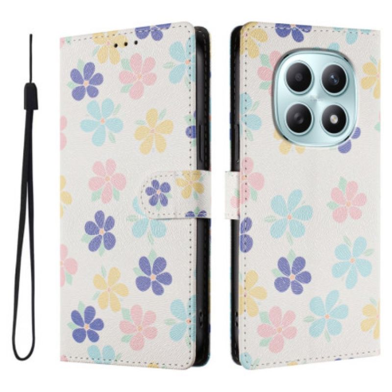 Kožený Kryt Xiaomi Redmi Note 15 5g Barevné Květiny