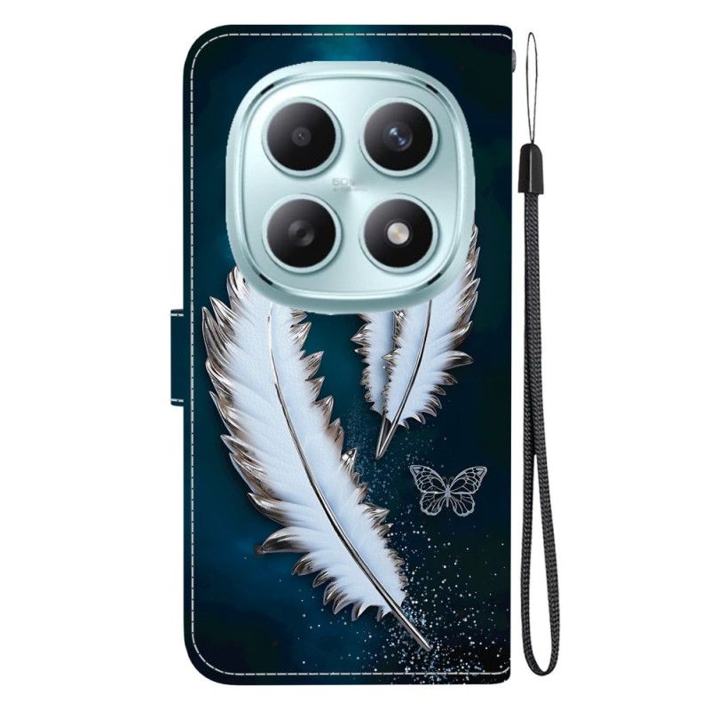 Kožený Kryt Xiaomi Redmi Note 15 5g Bílá Peří