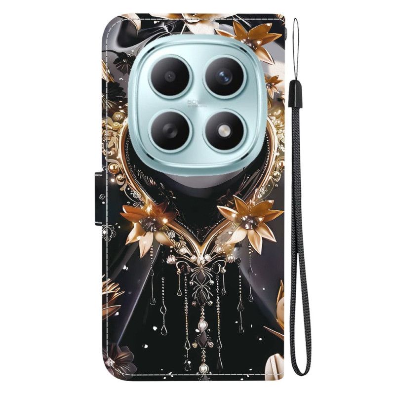 Kožený Kryt Xiaomi Redmi Note 15 5g Černo-zlaté Srdce