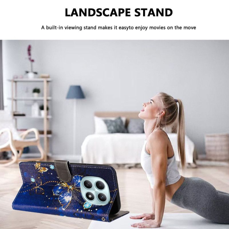 Kožený Kryt Xiaomi Redmi Note 15 5g Modrý Motýl