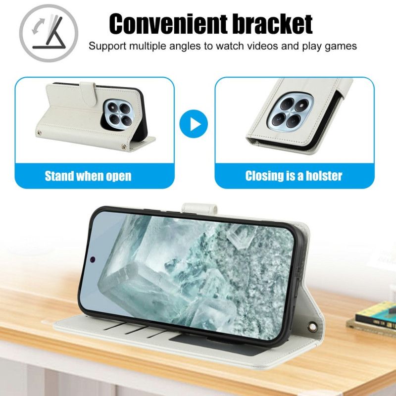 Kožený Kryt Xiaomi Redmi Note 15 5g Stojan A Řemínek Na Zápěstí