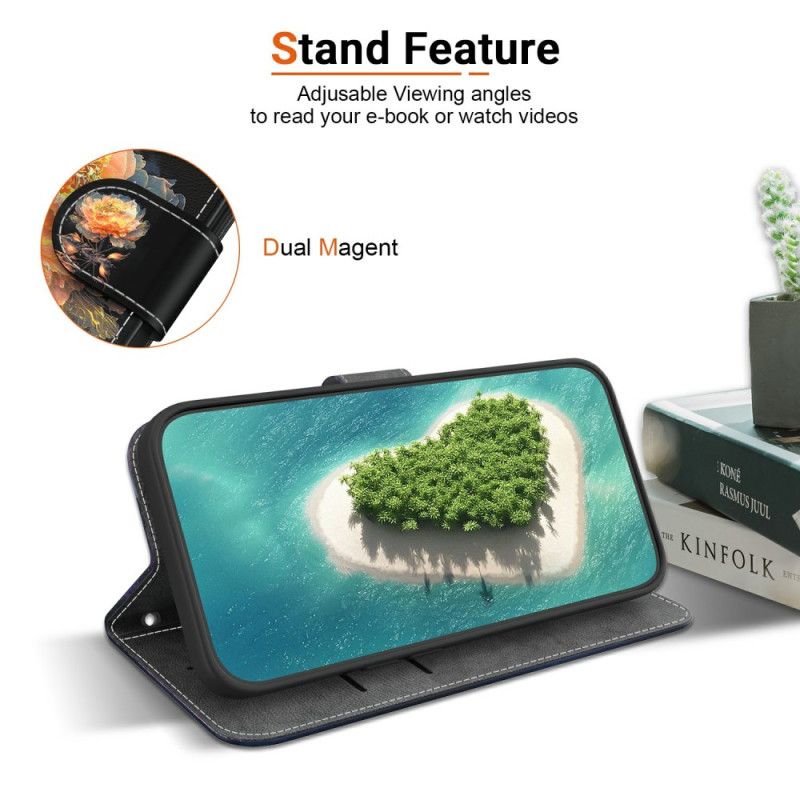 Kožený Kryt Xiaomi Redmi Note 15 5g Zlatá Pivoňka