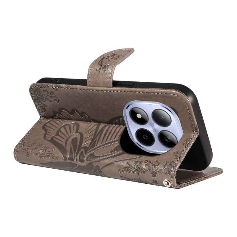 Kožený Kryt Xiaomi Redmi Note 15 Pro 5g Grafika Motýla