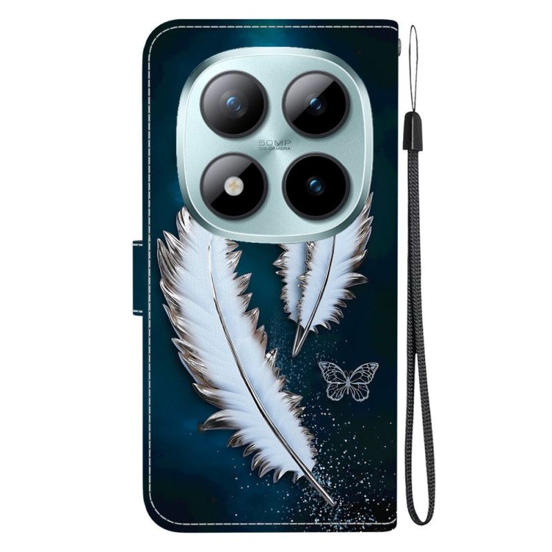 Kožený Kryt Xiaomi Redmi Note 15 Pro Plus 5g Bílé Peří