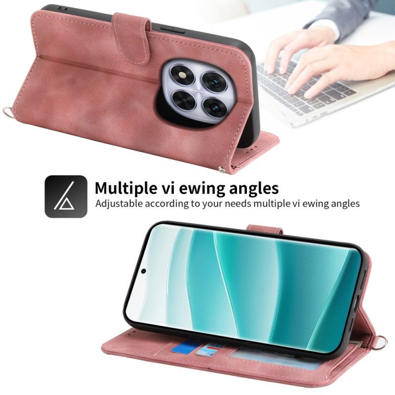 Kožený Kryt Xiaomi Redmi Note 15 Pro Plus 5g Květinový Vzor S Ramenním Popruhem A Popruhem