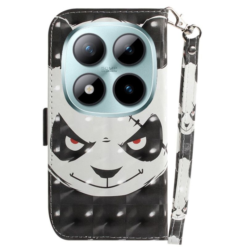 Kožený Kryt Xiaomi Redmi Note 15 Pro Plus 5g Pásiková Rozzlobená Panda