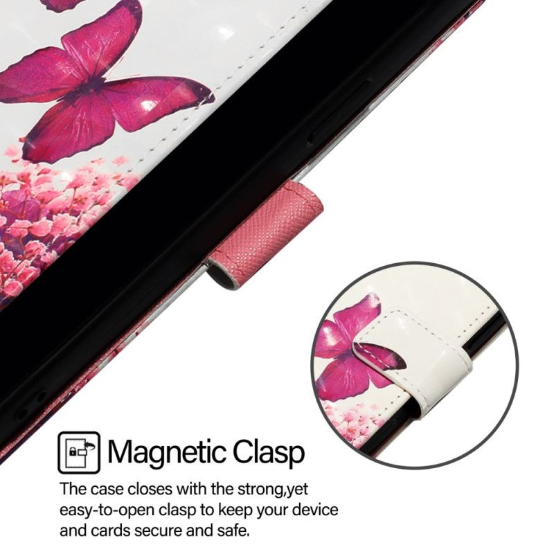 Kožený Kryt Xiaomi Redmi Note 15 Pro Plus 5g Růžoví Motýli