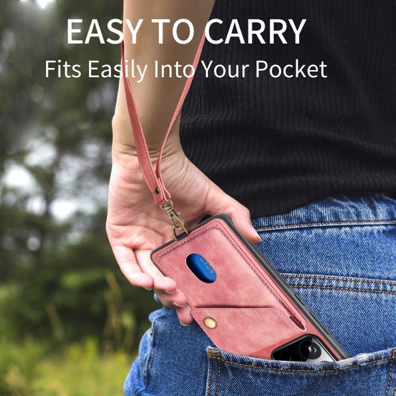 Kryt Na Xiaomi 15 Pouzdro Na Karty A Popruh S Efektem Semiše