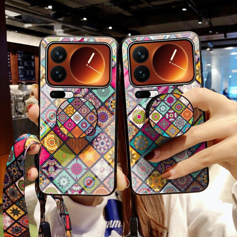 Kryt Na Xiaomi 17 Pro Max Patchworkový Stojan A Popruh