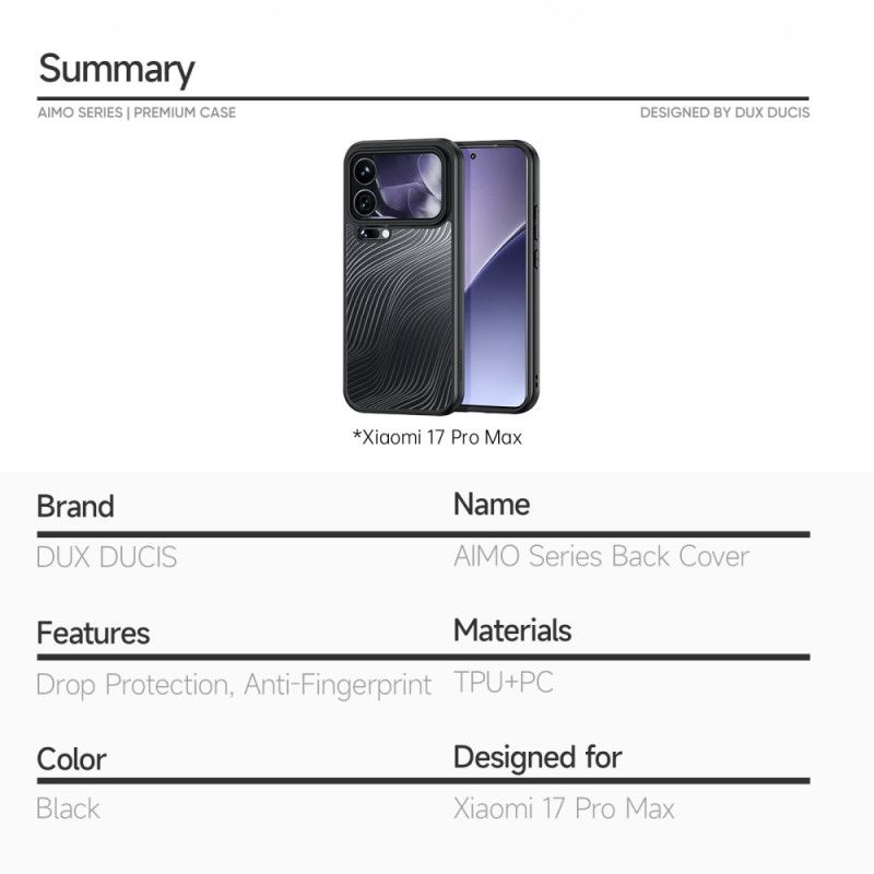 Kryt Na Xiaomi 17 Pro Max Řada Aimo Dux Ducis