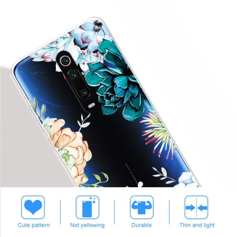 Kryt Na Xiaomi Mi 9t / Mi 9t Pro Průhledné Akvarelové Květiny
