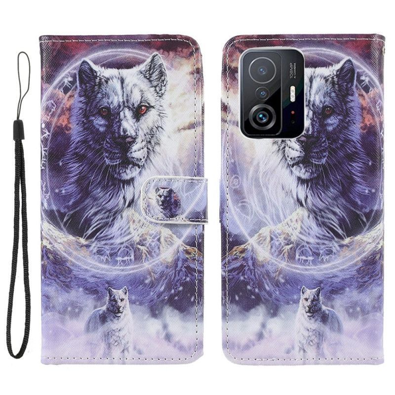 Kryt Xiaomi 11t / 11t Pro Wolf V Zimě Se Šňůrkou