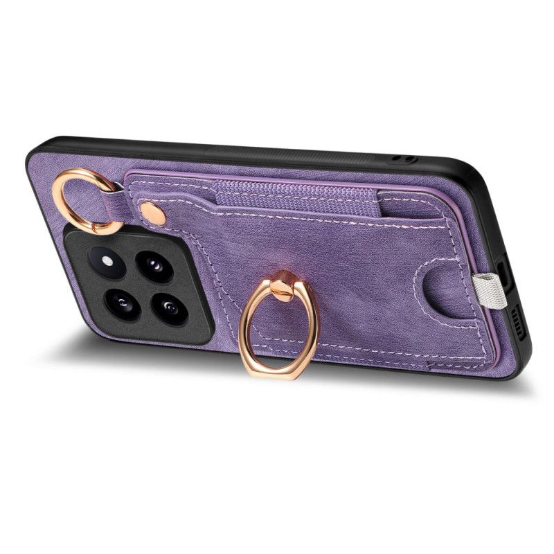 Kryt Xiaomi 14 Pro Kryty Na Mobil Retro Držák Karty A Prsten