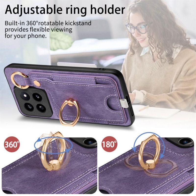 Kryt Xiaomi 14 Pro Kryty Na Mobil Retro Držák Karty A Prsten