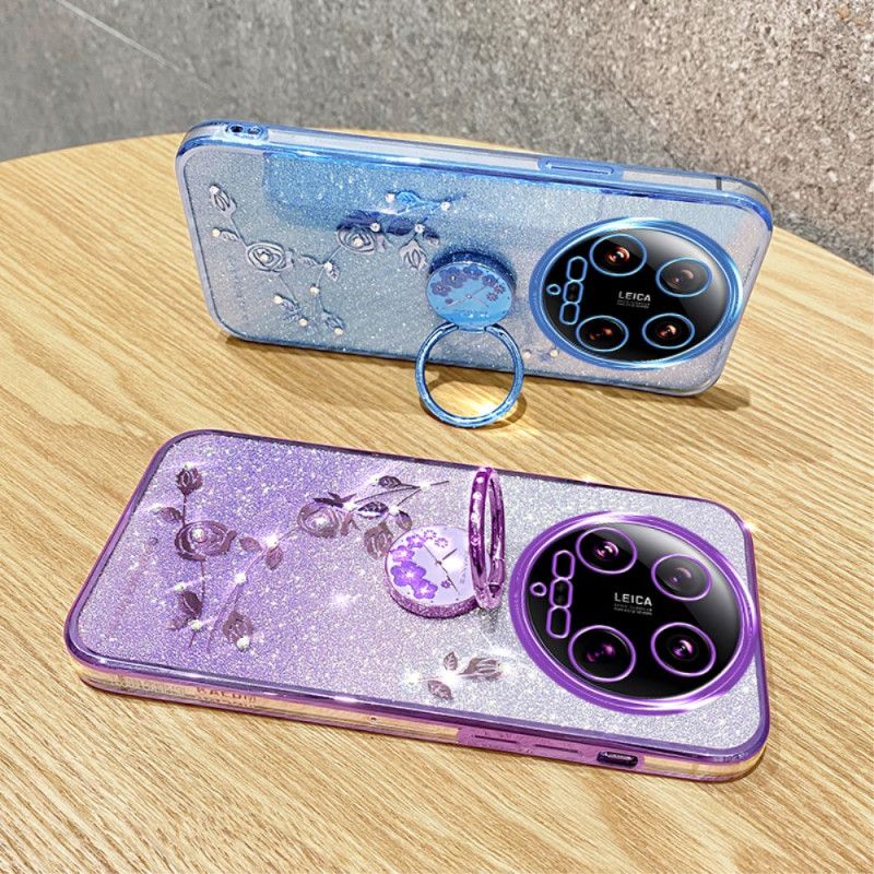 Kryt Xiaomi 14 Ultra Kryty Na Mobil Třpytky A Květiny Podpora Kadem