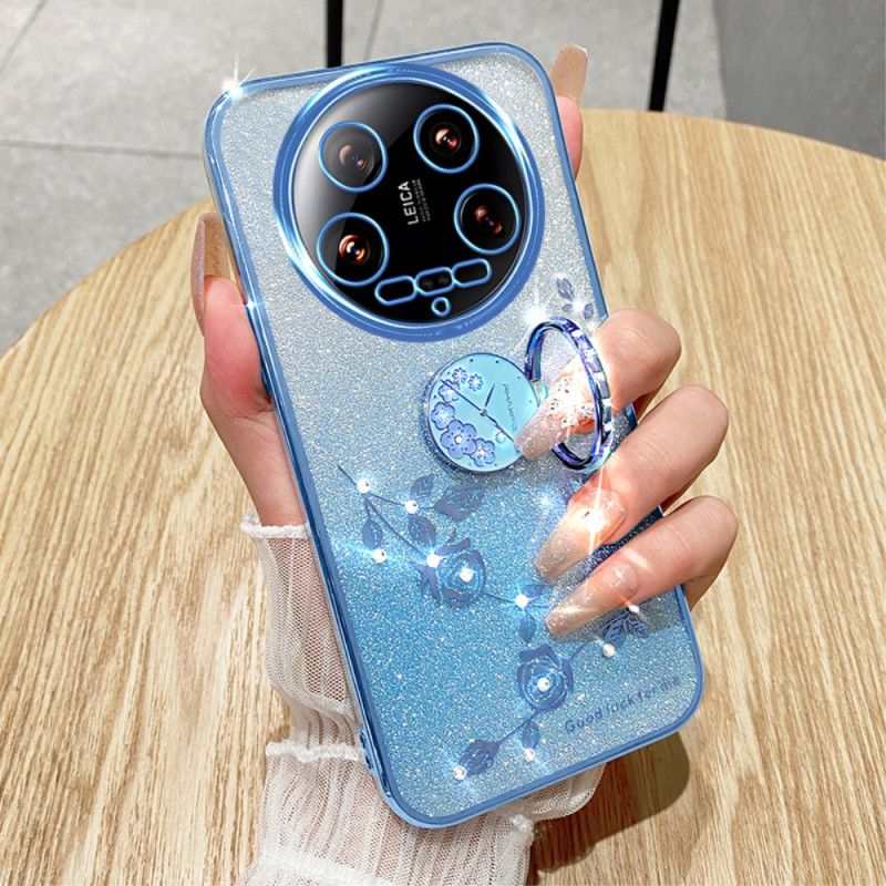 Kryt Xiaomi 14 Ultra Kryty Na Mobil Třpytky A Květiny Podpora Kadem