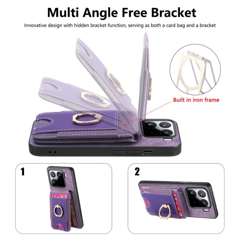 Kryt Xiaomi 15 Odnímatelné Pouzdro Na Karty A Stojánek S Efektem Semiše