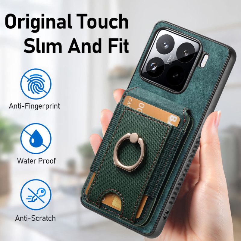 Kryt Xiaomi 15 Odnímatelné Pouzdro Na Karty A Stojánek S Efektem Semiše