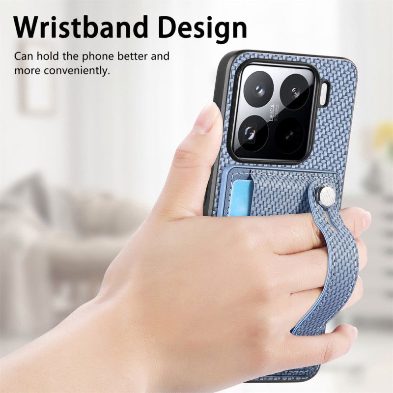 Kryt Xiaomi 15 Pouzdro Na Karty A Popruh Z Uhlíkových Vláken