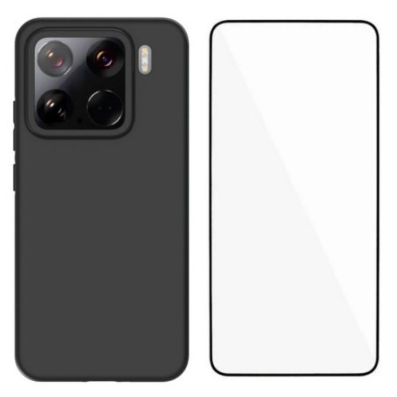 Kryt Xiaomi 15 Silikon 2 V 1 S Ochrannou Fólií Z Tvrzeného Skla