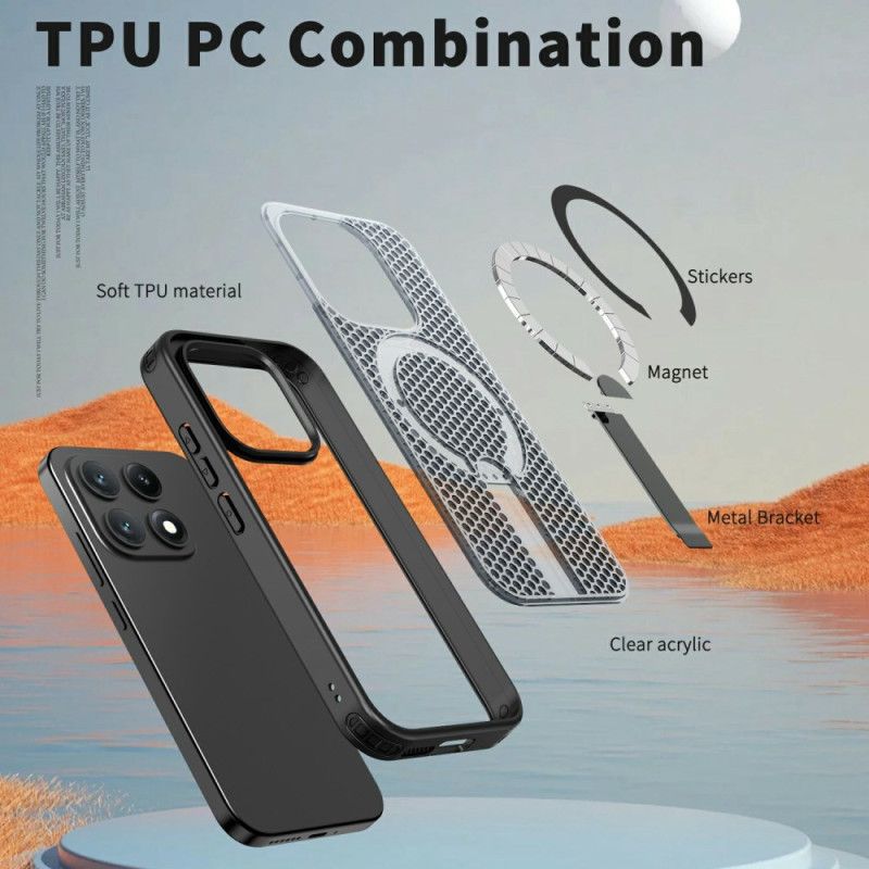 Kryt Xiaomi 17 Kryty Na Mobil Magnetická Mřížková Textura Se Stojánkem