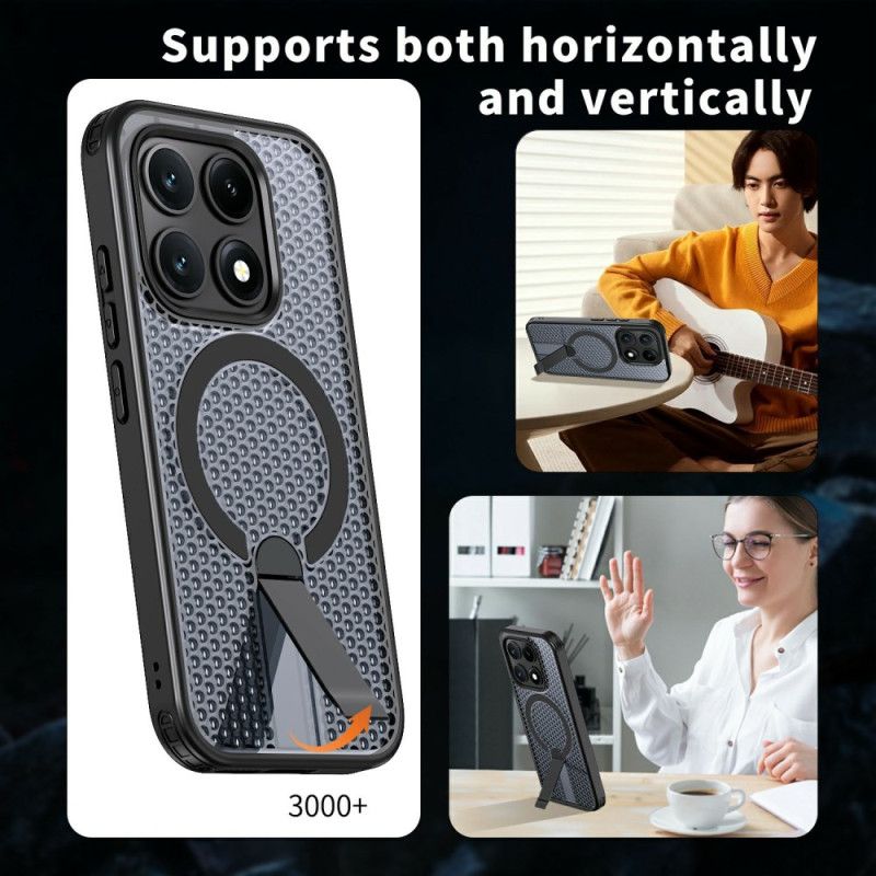 Kryt Xiaomi 17 Kryty Na Mobil Magnetická Mřížková Textura Se Stojánkem