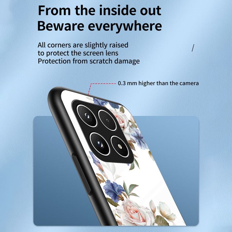 Kryt Xiaomi 17 Kryty Na Mobil Tvrzené Sklo S Květinovým Vzorem