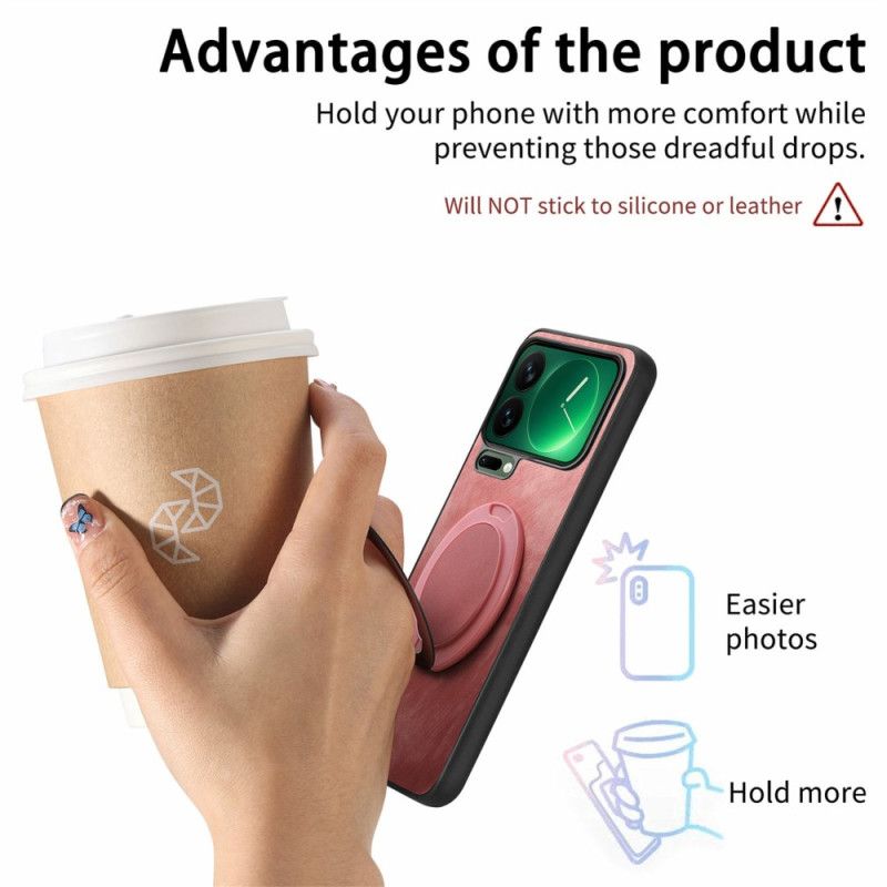 Kryt Xiaomi 17 Pro Otočný Stojan A Retro Kůže Textura