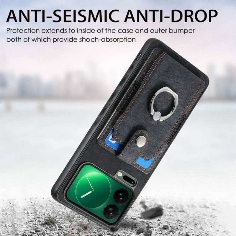 Kryt Xiaomi 17 Pro Stojan A Držák Na Karty S Koženým Efektem