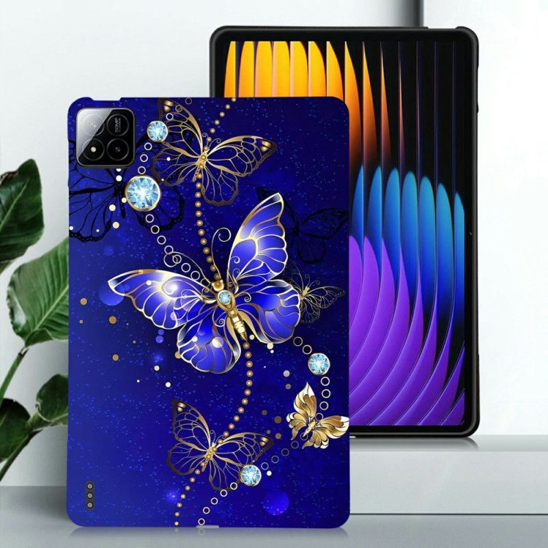 Kryt Xiaomi Pad 7 / 7 Pro Kryty Na Mobil Modrí Motýli A Diamanty