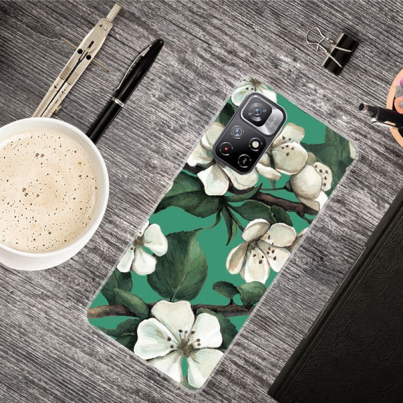 Kryt Xiaomi Redmi Note 11 / Poco M4 Pro 5g Malované Bílé Květy