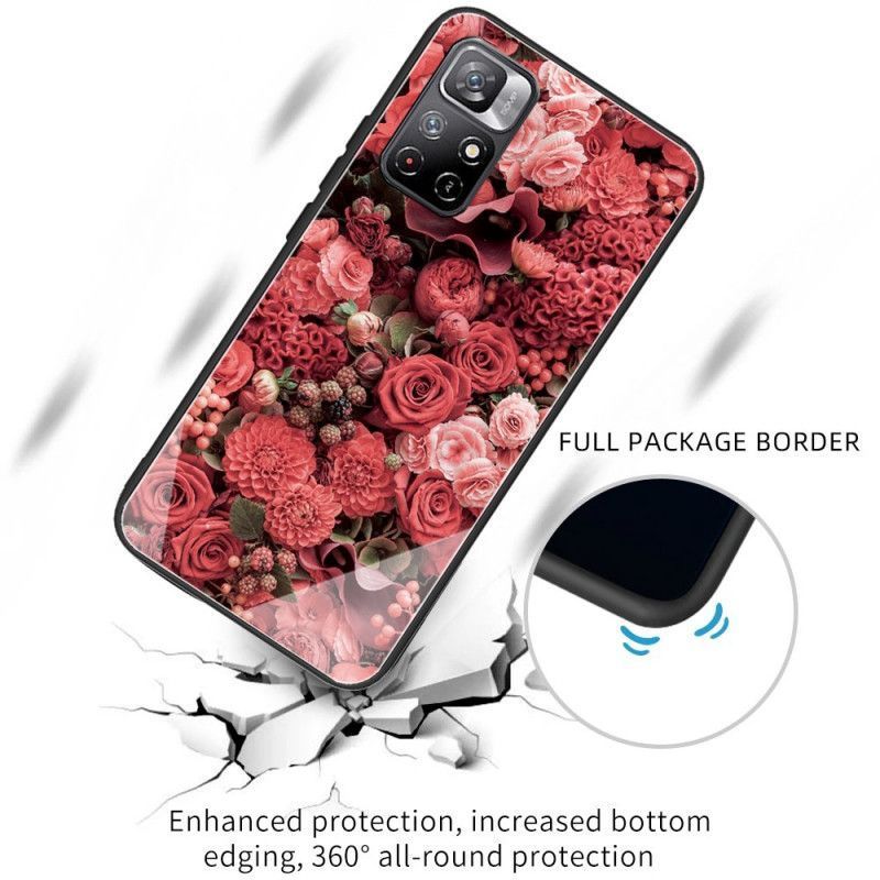 Kryt Xiaomi Redmi Note 11 / Poco M4 Pro 5g Růžové Květy Z Tvrzeného Skla