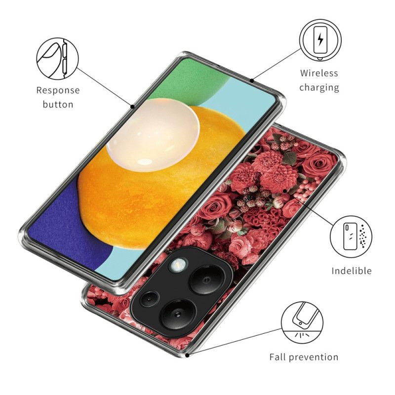 Kryt Xiaomi Redmi Note 13 Pro 4g Kryty Na Mobil Červené A Růžové Květy