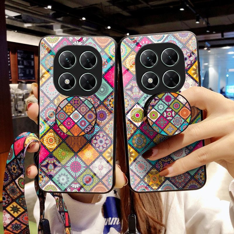 Kryt Xiaomi Redmi Note 14 Pro 5g Patchworkový Pásek A Držák Na Prsteny