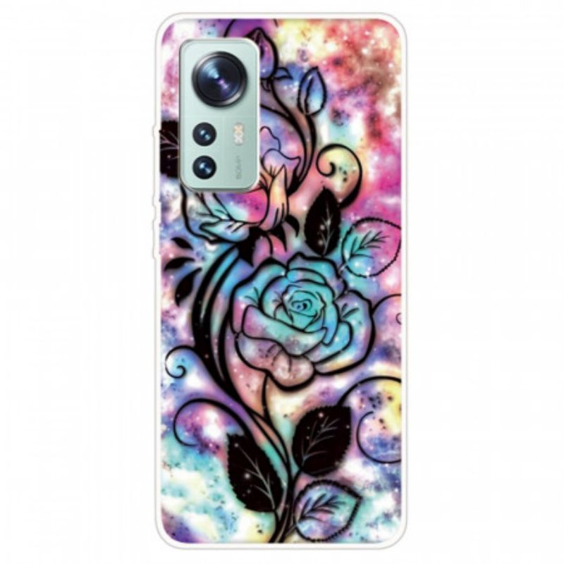 Kryty Na Mobil Na Xiaomi 12 / 12X Silikonová Květinová Grafika