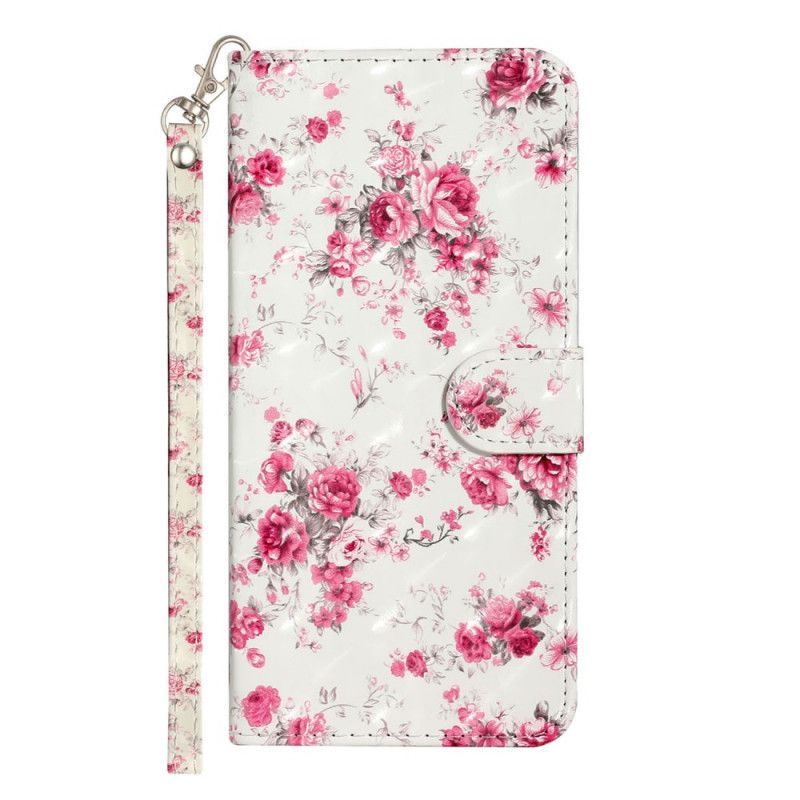 Peněženková Pouzdra Na Xiaomi Mi Note 10 Lite Pás Světle Bodové Květy
