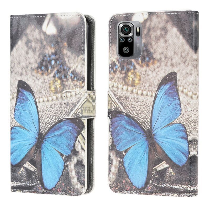 Peněženková Pouzdra Na Xiaomi Redmi Note 10 / Note 10s Modrý Motýl