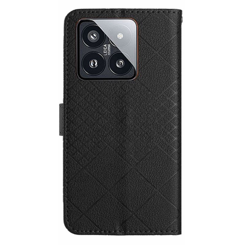 Peněženková Pouzdra Xiaomi 14 Diamanty S Texturou Litchi S Páskem