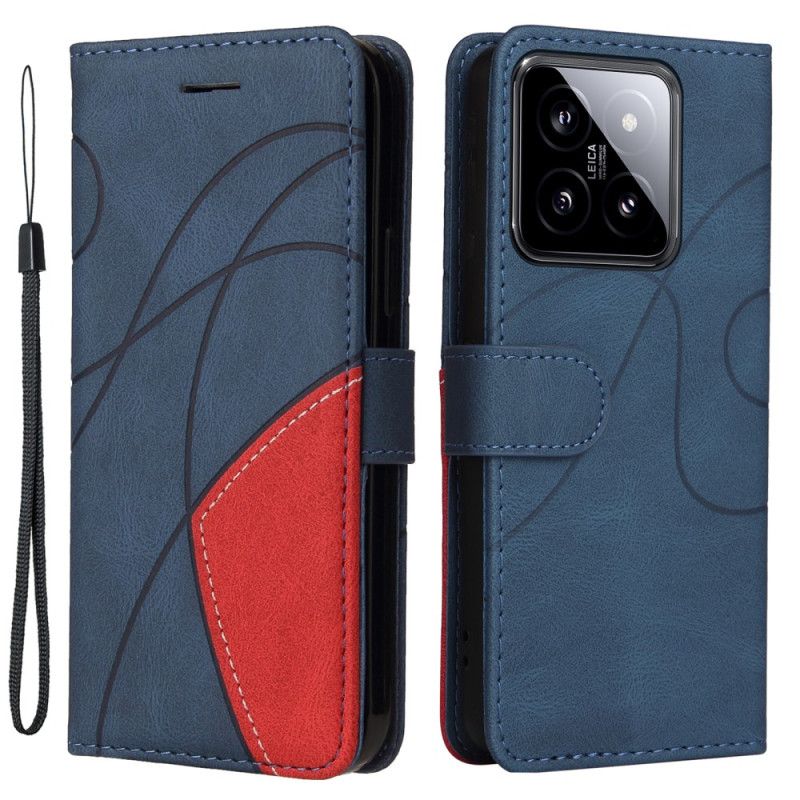 Peněženková Pouzdra Xiaomi 14 Kryty Na Mobil Dvoutónové Čáry