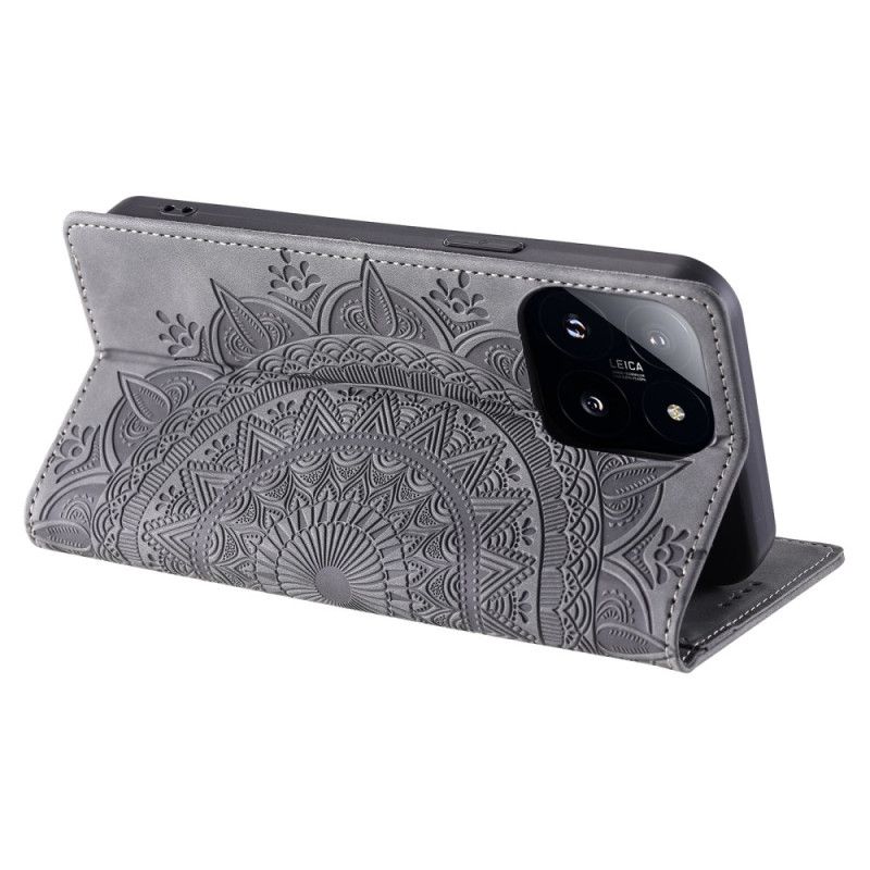 Peněženková Pouzdra Xiaomi 14 Kryty Na Mobil Efekt Mandala Suede