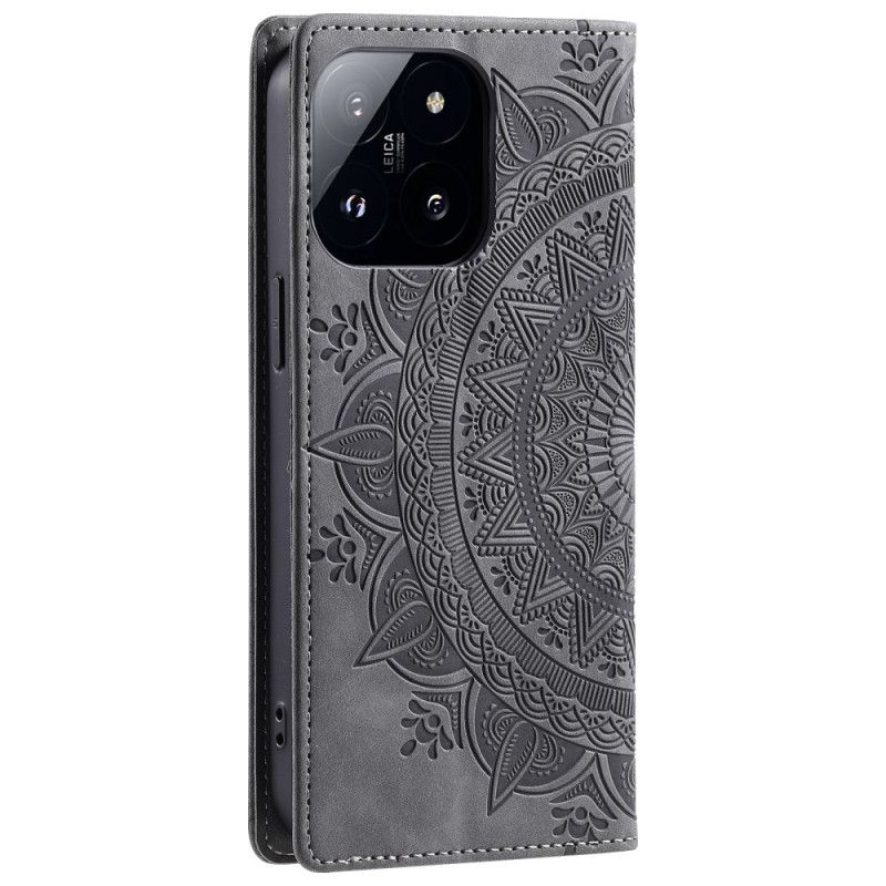 Peněženková Pouzdra Xiaomi 14 Kryty Na Mobil Efekt Mandala Suede