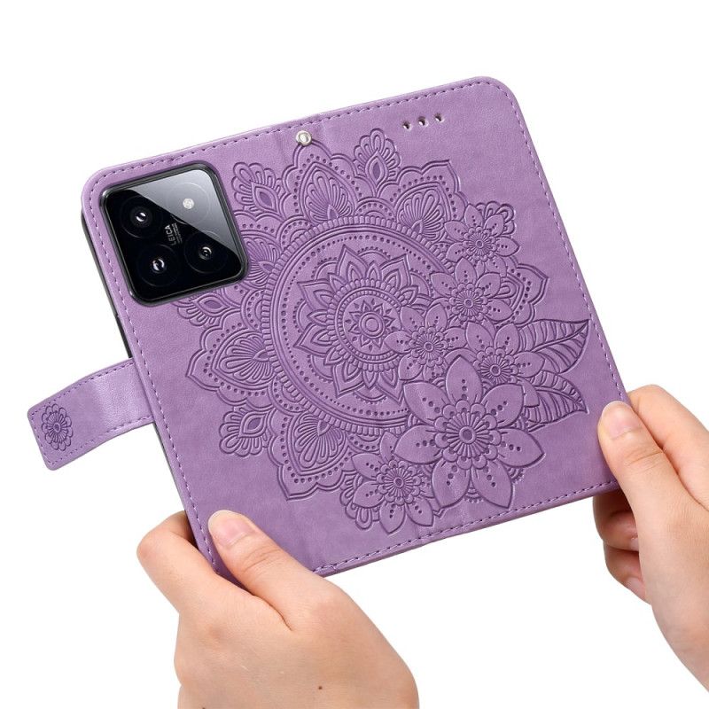 Peněženková Pouzdra Xiaomi 14 Pro Kryty Na Mobil Květinový Vzor S Páskem